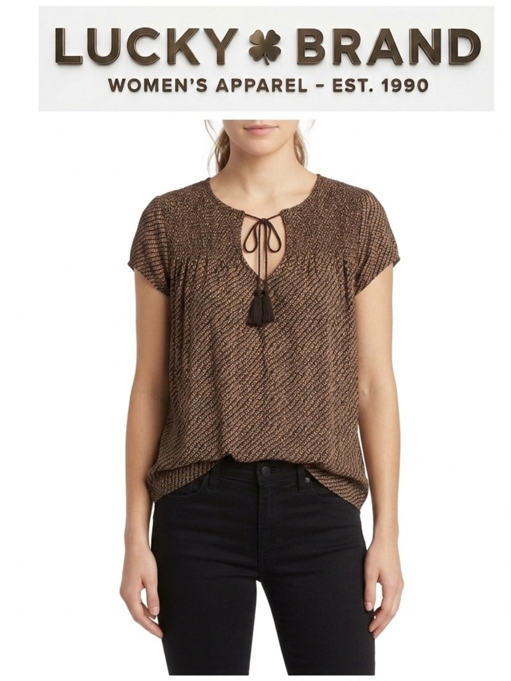 Lucky Brand Flowing Short Sleeve Top Small